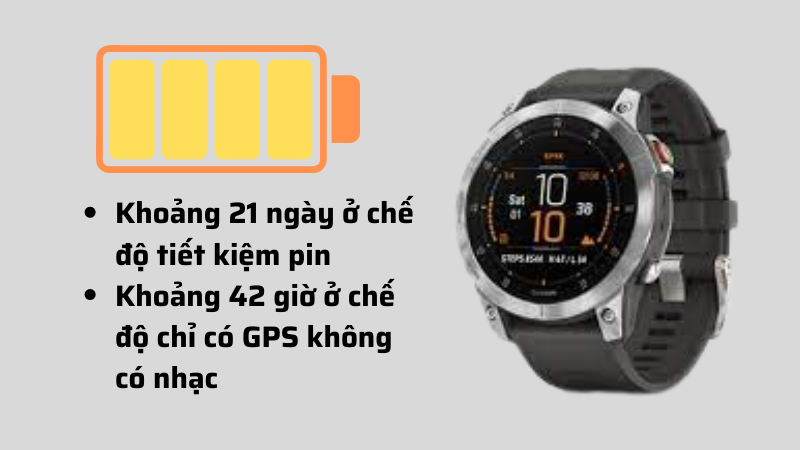 Garmin Epix 2 và Epix 2 Titanium đều có thời lượng pin rất ấn tượng Garmin Epix 2 và Epix 2 Titanium đều có thời lượng pin rất ấn tượng