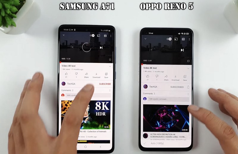 Cấu hình mạnh mẽ của Samsung A71 và OPPO Reno5