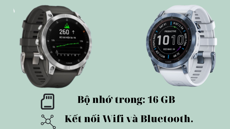 Thông tin về bộ nhớ và kết nối của Garmin Epix 2 và Garmin Fenix 7