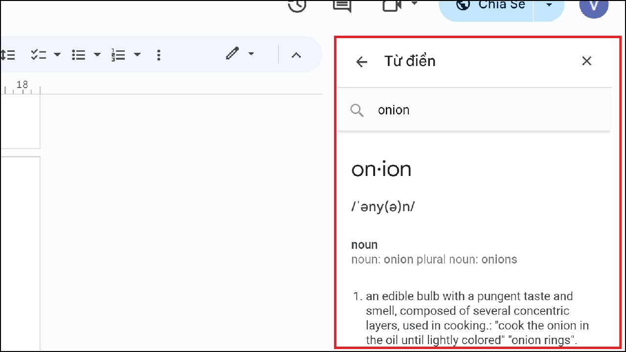 Cách sử dụng từ điển trong Google Docs