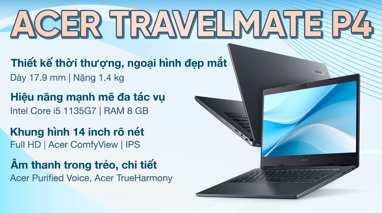 Laptop Acer TravelMate P4 TMP414 51 50HX i5 1135G7/8GB/512GB/Win11 (NX.VP2SV.00T) 