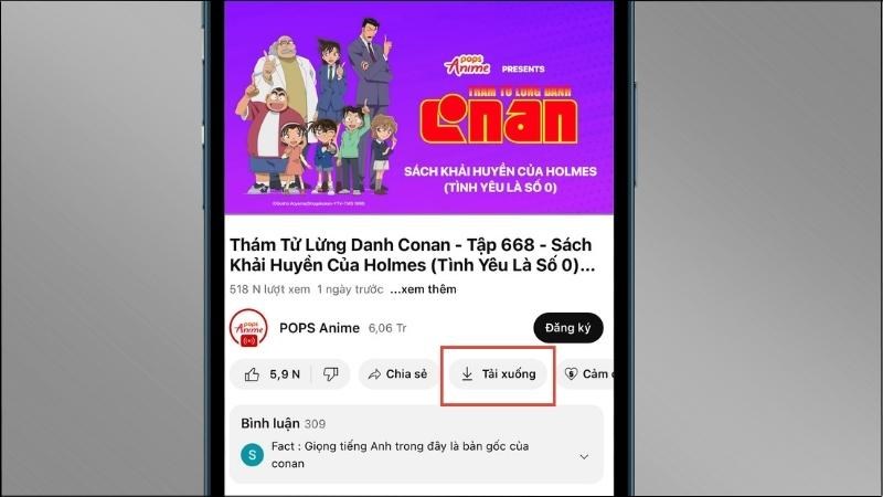 Chọn Tải xuống tại bên dưới video