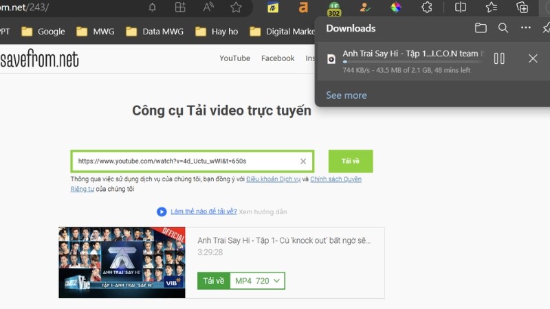 Chờ web xử lý và tự động tải về máy