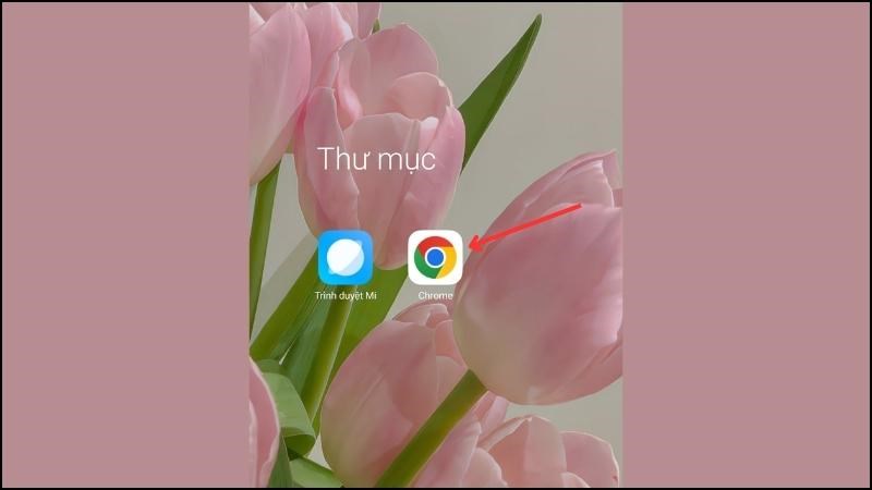 Nhấn vào biểu tượng Chrome trên điện thoại hoặc máy tính bảng Androids