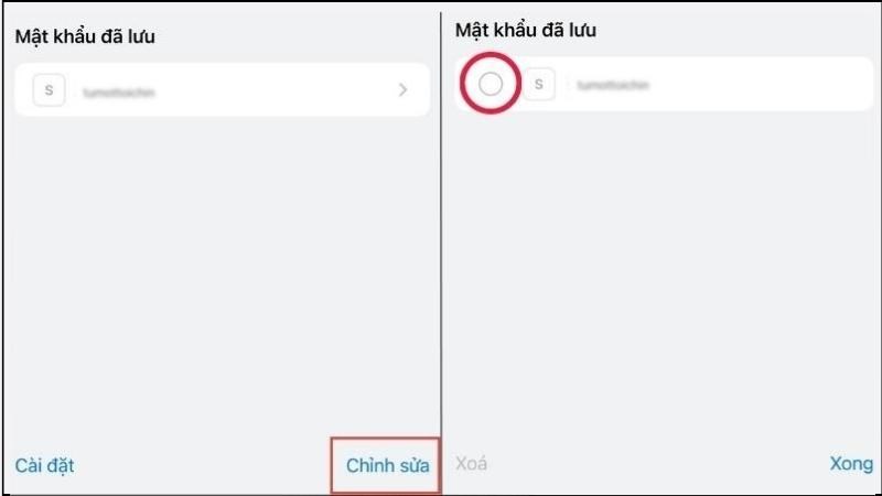 Ở dưới cùng bên phải, nhấn Chỉnh sửa > nhấn vào trang web mà bạn muốn xoá và chọn Xoá 