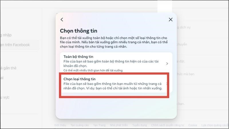 Chọn Chọn loại thông tin Chọn Chọn loại thông tin