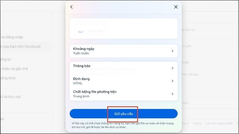 Chọn các thông tin > Chọn Gửi yêu cầu Chọn các thông tin > Chọn Gửi yêu cầu