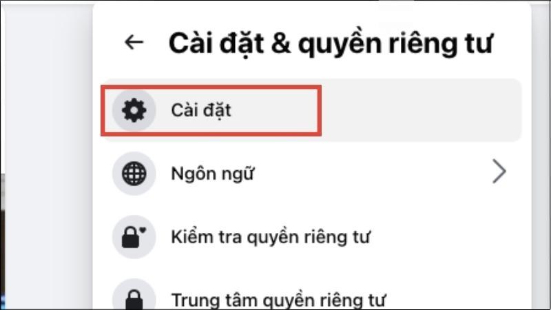 Chọn Cài đặt Chọn Cài đặt