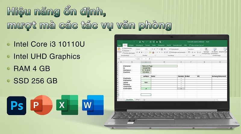 Laptop Lenovo đáp ứng tốt các phần mềm Office