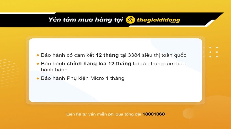 Chính sách bảo hành ngành hàng loa tại TGDĐ