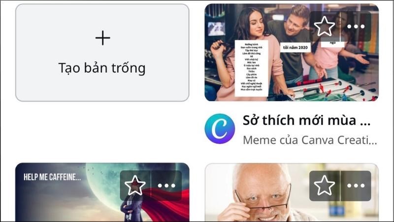 Chọn Tạo bản trống để tự thiết kế meme cho riêng mình Chọn Tạo bản trống để tự thiết kế meme cho riêng mình