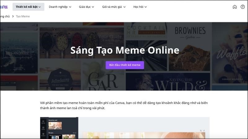 Chọn Bắt đầu thiết kế meme để thực hiện việc chế ảnh theo ý muốn Chọn Bắt đầu thiết kế meme để thực hiện việc chế ảnh theo ý muốn