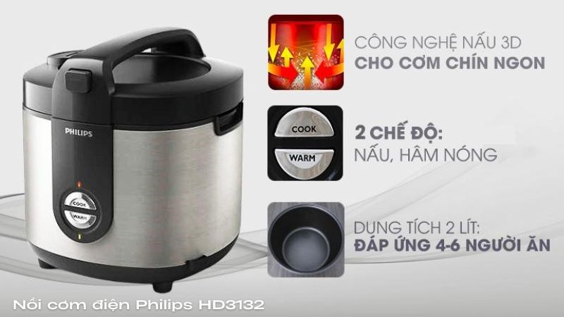 Nồi cơm điện Philips có nhiều tiện ích