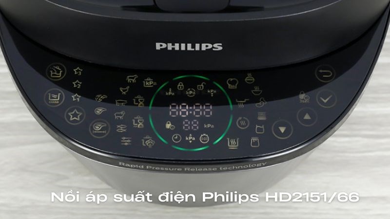 Nồi áp suất Philips có bảng điều khiển bằng màn hình LED thuận thiện thao tác