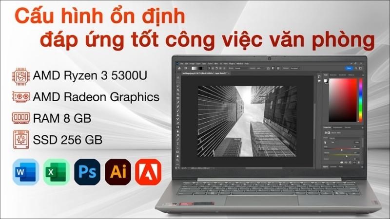 Lenovo ThinkBook 14 G3 ACL R3 5300U (21A200RWVN) với màn hình 14 inch tích hợp tấm nền IPS giúp cho trải nghiệm của bạn thêm tuyệt vời