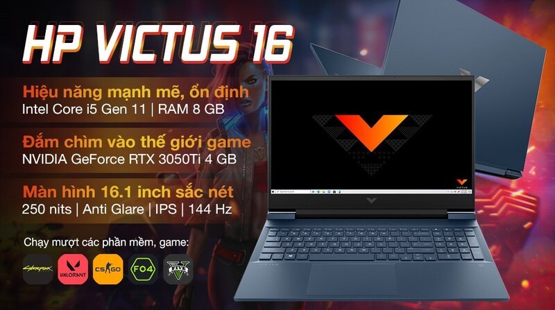 Laptop HP Gaming VICTUS 16 có màn hình lớn 16.1 inch