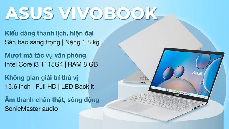 Laptop Asus Vivobook X515EA đẹp mắt với thiết kế thanh lịch