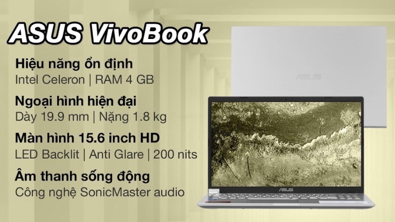 X515MA (BR480W) đảm bảo sự mượt mà với CPU Intel Celeron N4020