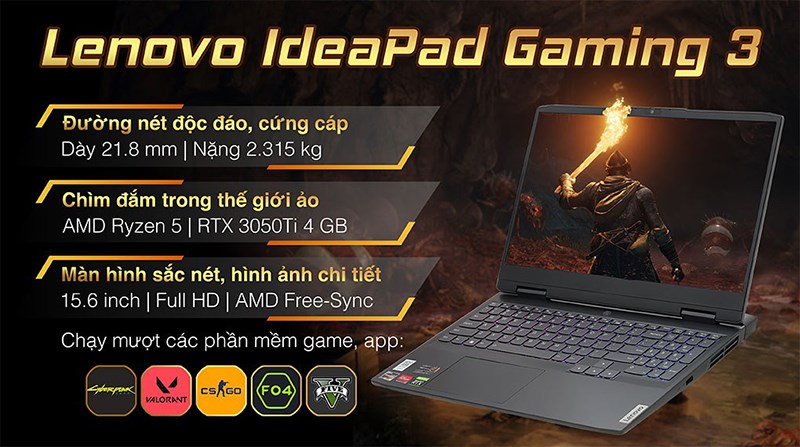 Trang bị dòng chip AMD Ryzen 5 6600H mạnh mẽ 