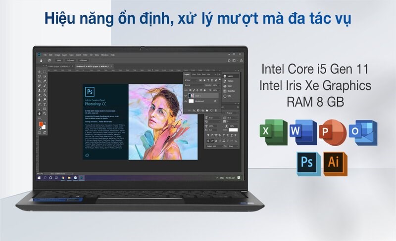 Mượt mà đa tác vụ với con chip Intel Gen 11 ấn tượng Mượt mà đa tác vụ với con chip Intel Gen 11 ấn tượng