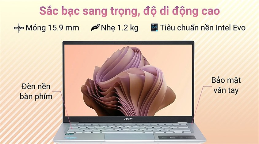 Acer Swift với thiết kế nhỏ gọn tiện lợi