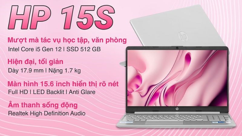 Laptop HP 15s fq5162TU i5 đáp ứng tốt nhu cầu làm việc, học tập