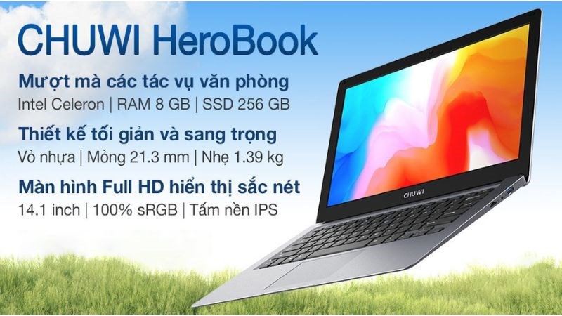 Chuwi HeroBook có pin lớn, màn hình lớn siêu nét Chuwi HeroBook có pin lớn, màn hình lớn siêu nét