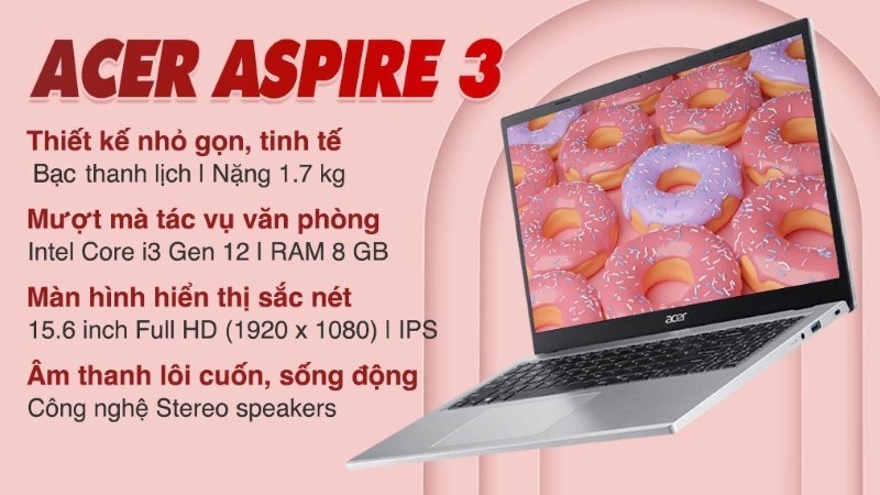 Laptop Acer Aspire 3 A315 510P 32EF i3 (NX.KDHSV.001) xử lý nhanh chóng các tác vụ văn phòng Laptop Acer Aspire 3 A315 510P 32EF i3 (NX.KDHSV.001) xử lý nhanh chóng các tác vụ văn phòng