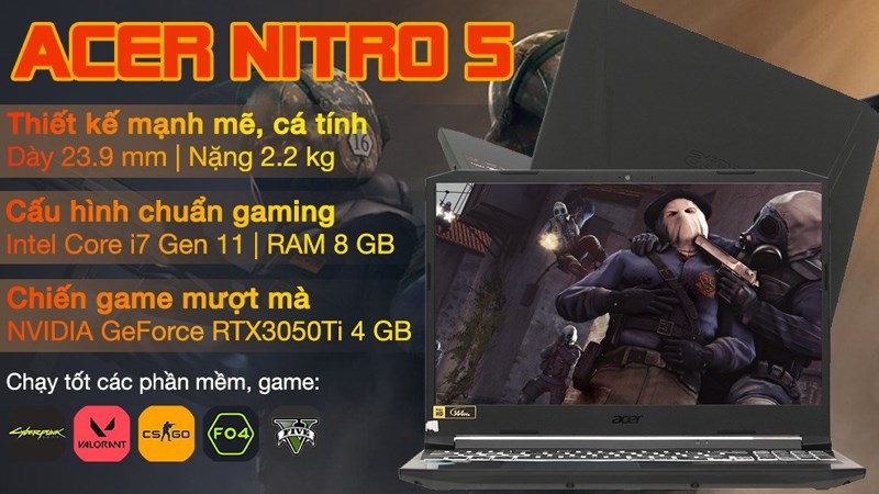 Laptop có thiết kế mạnh mẽ, cấu hình chuẩn gaming