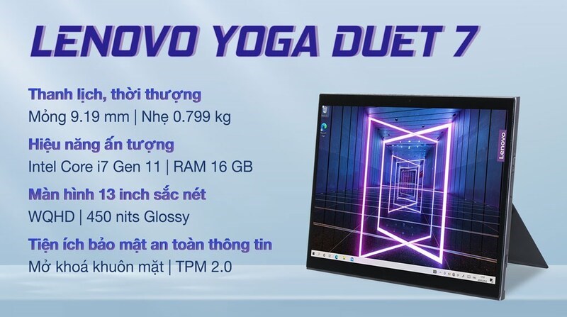 Laptop Lenovo Yoga Duet 7 có trọng lượng siêu nhẹ 0.799 kg Laptop Lenovo Yoga Duet 7 có trọng lượng siêu nhẹ 0.799 kg