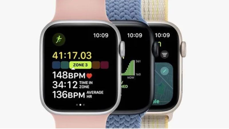 Phần viền bezel ở mặt trước của Apple Watch 2023 đem tới màn hình lớn hơn.