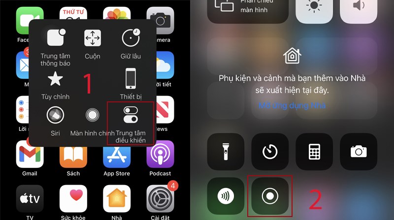 Nhấn vào biểu tượng ghi màn hình trên iPad để thực hiện ghi màn hình Nhấn vào biểu tượng ghi màn hình trên iPad để thực hiện ghi màn hình