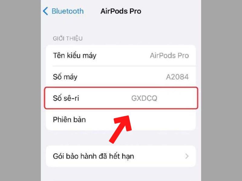 Tại mục Số sê-ri, bên cạnh chính là IMEI của AirPods Pro