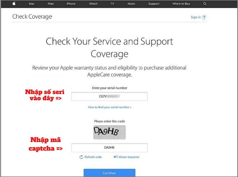 Nhập dãy số Sê-ri như cách kiểm tra số IMEI Nhập dãy số Sê-ri như cách kiểm tra số IMEI