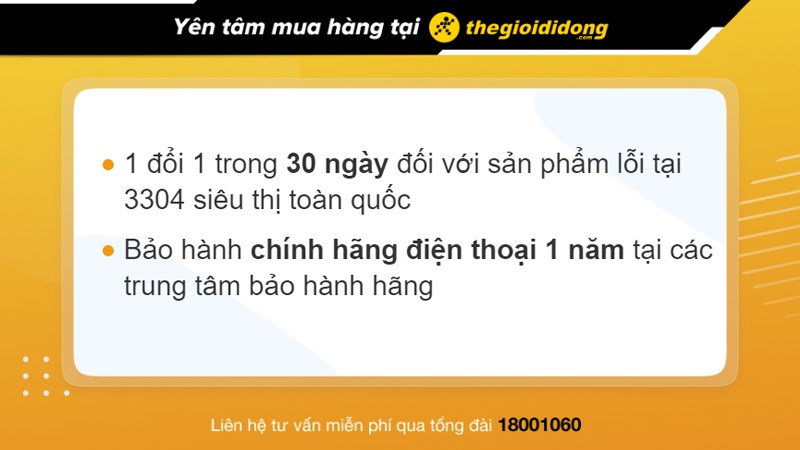 Chính sách bảo hành điện thoại tại TGDĐ