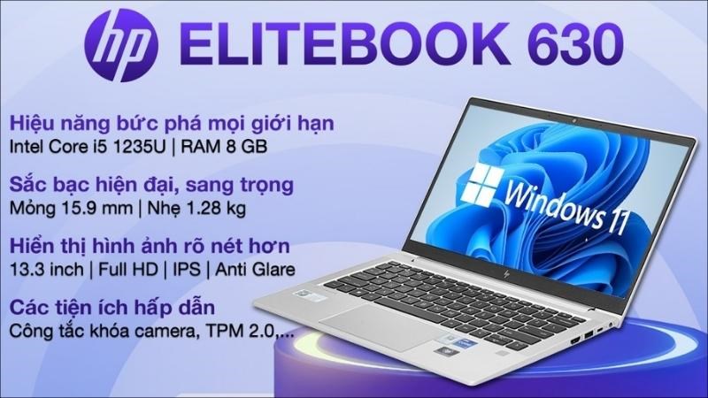 Laptop HP Elitebook 630 G9 i5 (6M143PA) sở hữu hiệu suất vượt trội nhờ bộ vi xử lý tân tiến Intel Core i5 1235U với cấu trúc 10 nhân và 12 luồng