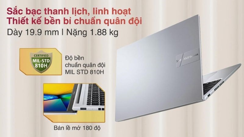 Thiết kế mỏng nhẹ của  Asus Vivobook 16 X1605VA i5 (MB360W) 