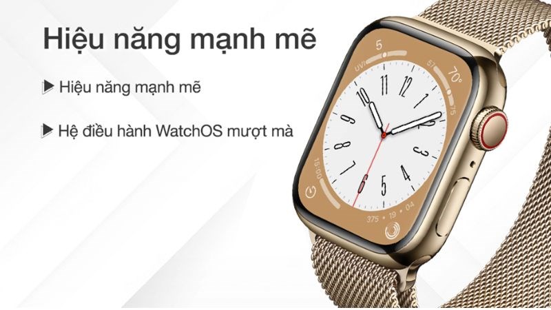 Cấu hình mạnh nhờ chip Chip Apple S8 xử lý và hệ điều hành WatchOS. Cấu hình mạnh nhờ chip Chip Apple S8 xử lý và hệ điều hành WatchOS.