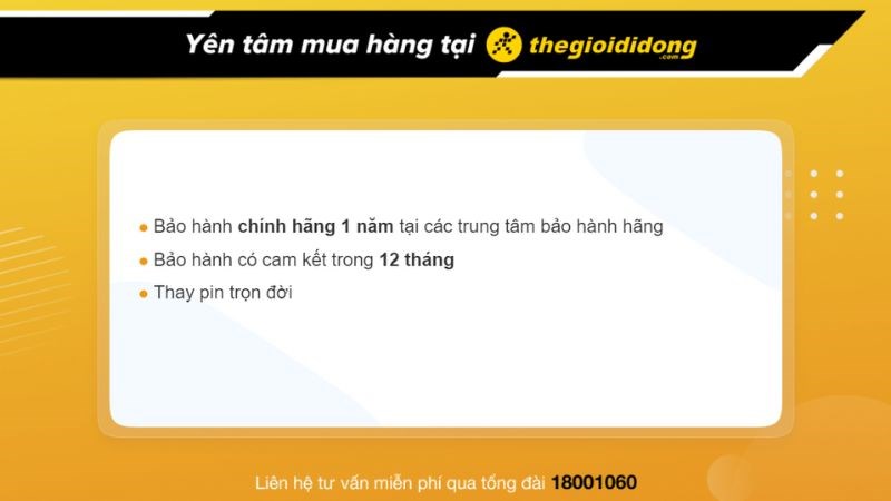 Chính sách bảo hành khi mua đồng hồ tại Thế Giới Di Động