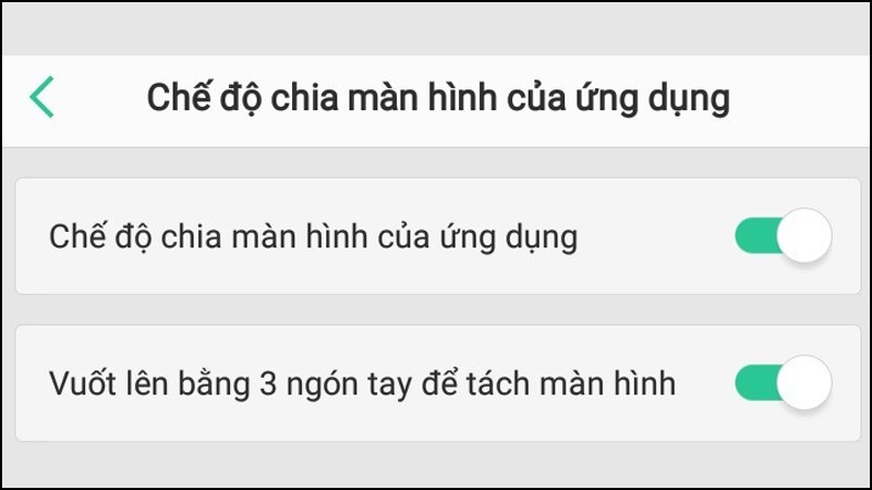 Trượt ngón tay để bật cả 2 chế độ như hình bên dưới