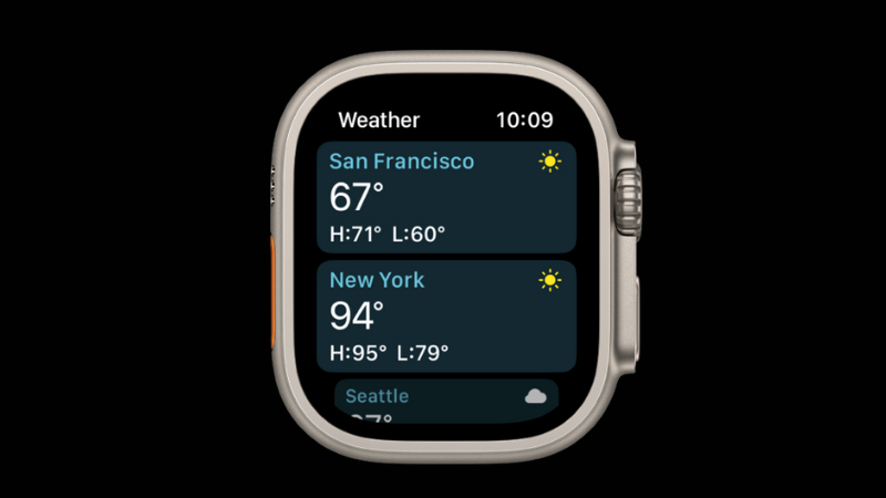 Giao diện dự báo thời tiết của Apple Watch Tính năng dự báo thời tiết của Apple Watch