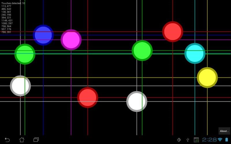 Giao diện ứng dụng MultiTouch để test cảm ứng