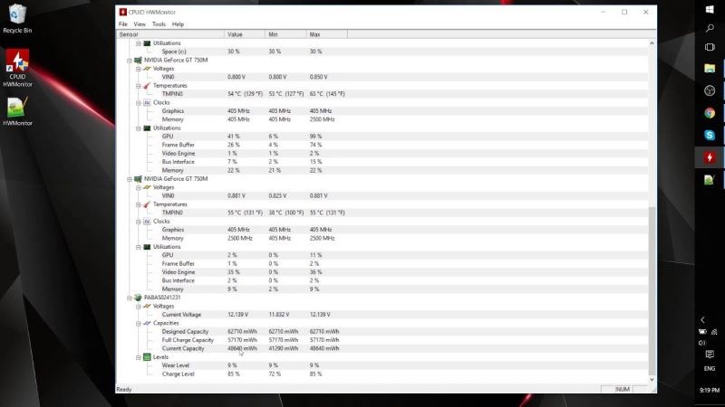 Giao diện phần mềm HWMonitor