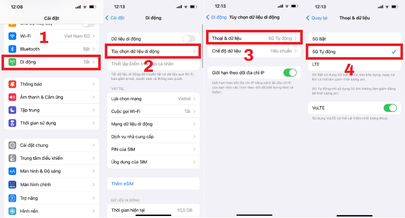 Các bước để thay đổi sóng 5G thành LTE Các bước để thay đổi sóng 5G thành LTE