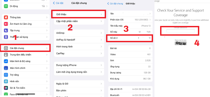 Các bước kiểm tra số Sê-ri máy Các bước kiểm tra số Sê-ri máy