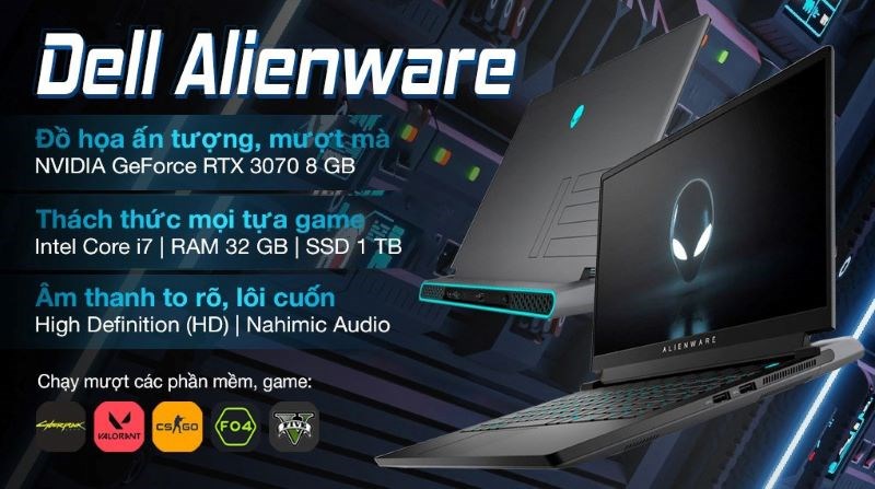 Laptop Gaming dòng Alienware mang thiết kế độc đáo âm hưởng tương lai