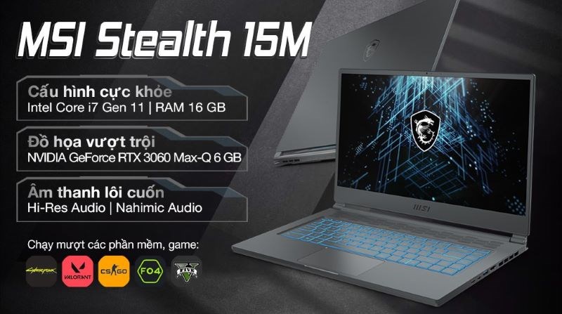 MSI Steath 15M mang thiết kế lấy cảm hứng từ phong cách đô thị