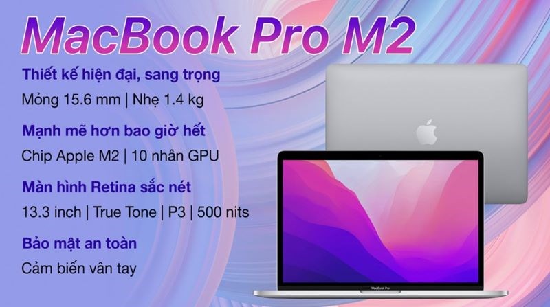 MacBook Pro M2 tích hợp thêm thanh cảm ứng Touch Bar với nhiều tính năng như kéo tăng giảm âm lượng, chụp màn hình,... vô cùng tiện lợi