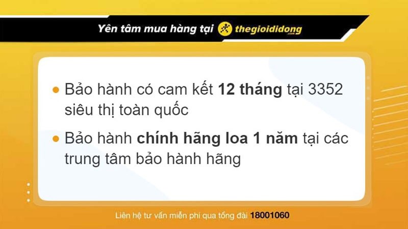 Chính sách bảo hành ngành hàng loa tại TGDĐ