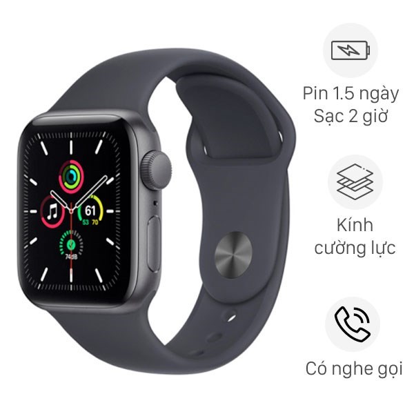 Apple Watch SE 40mm viền nhôm dây silicone màu trắng kem